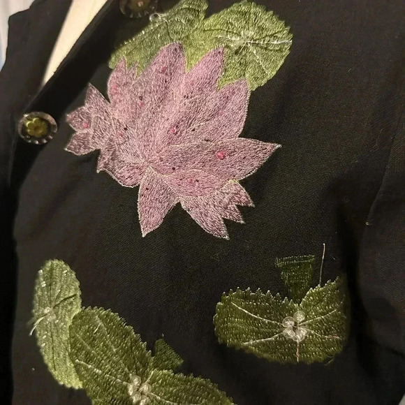 Vintage Pushpa Lily Pad Embroidered Size M Jacket. Dry Clean. Beaded. Sparkle - Picture 2 of 8